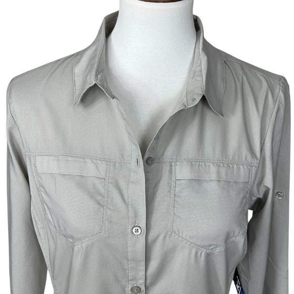 KÜHL Sojourn Hiking Long Sleeve Shirt Light Khaki UPF 30 Lightweigh Size Small - Picture 4 of 12